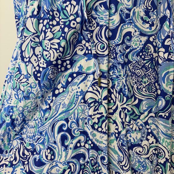 Lilly Pulitzer Women's Small Willa Blouse Shirt Blue Paisley Lightweight Resort - Picture 4 of 9